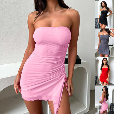 Y2K for women fashion Y2K Tube-Top Split Mini Dress